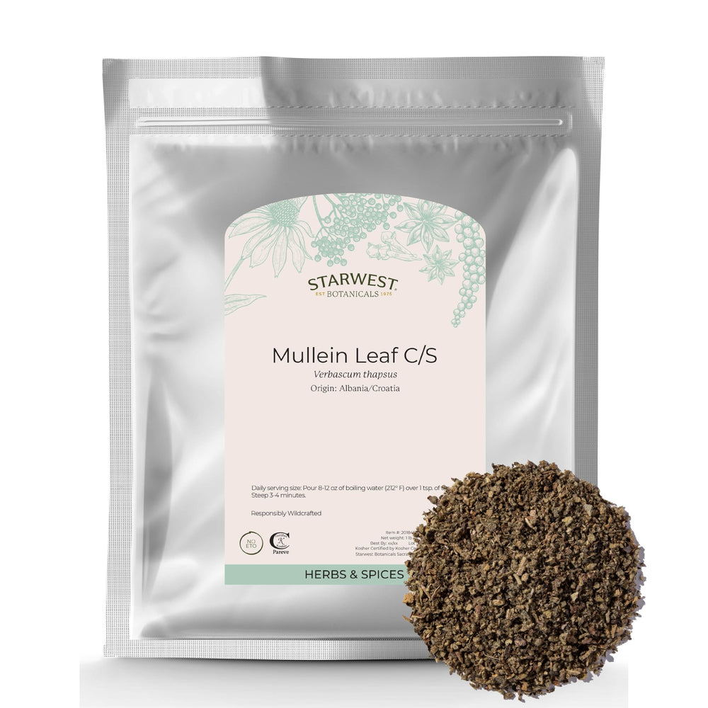 Starwest Botanicals Mullein Leaf dried loose leaf for caffeine-free tea and aroma