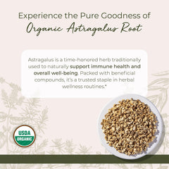 Organic dried astragalus root cut by Starwest for decoctions and tea blends.
