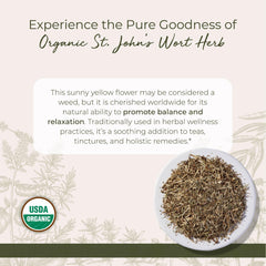 Starwest Botanicals St. John’s Wort brewed tea in a cup for a tranquil moment