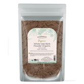 Starwest Botanicals white oak bark powder packaging in a 4 oz pouch for easy storage
