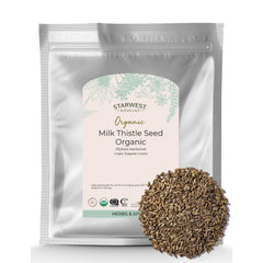 Starwest Milk Thistle seeds in bulk packaging for easy storage and versatile uses.