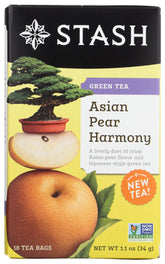 Stash Asian Pear Harmony Green Tea teabags in packaging offer a gentle afternoon ritual.