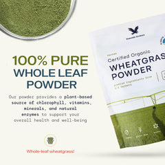 Stateside Growers wheatgrass powder scoop showing precise portion.