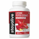 STAY ALIVE Cayenne Capsules 6in1 bottle view highlights potent blend for daily wellness support