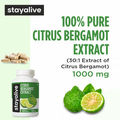 Stay Alive Citrus Bergamot label on bottle showing vegan, non-GMO, gluten-free credentials