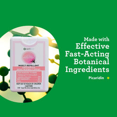 EarthKind Stay Away spray application demonstrating easy skin coverage