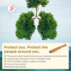 STAY STOKED inhaler with herbal extracts label showcases natural aroma for refreshing breath.