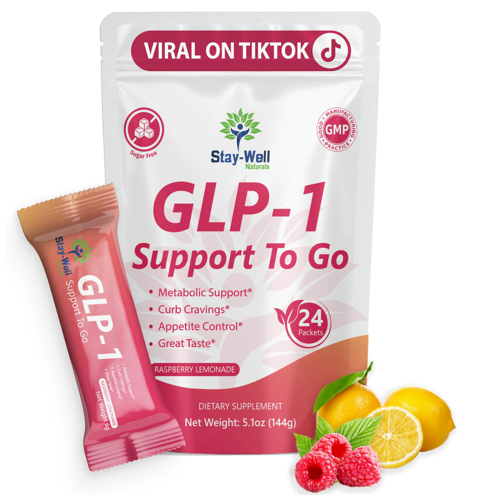 Stay-Well Naturals GLP-1 Support To Go bottle front shows portable appetite support
