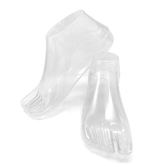 SteelFever transparent foot model pair for ankle-high shoe display.