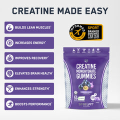 Chewed SteelFit Creapure gummy before training for energy support.