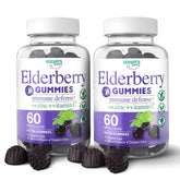 Steph's Pantry elderberry gummies bottle shows natural immune support for families.