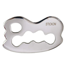 STICKON stainless steel Gua Sha tool for precise soft tissue mobilization.