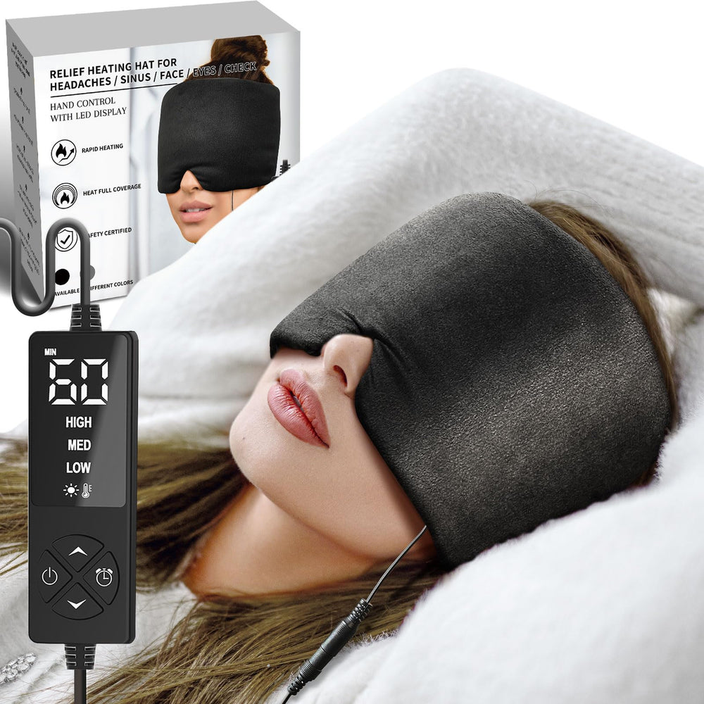 Sticro Extra Large Moist Heat Mask covers forehead and cheeks for soothing sinus pressure