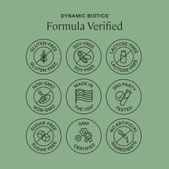 Stonehenge Health Dynamic Biotics third-party tested seal on packaging.