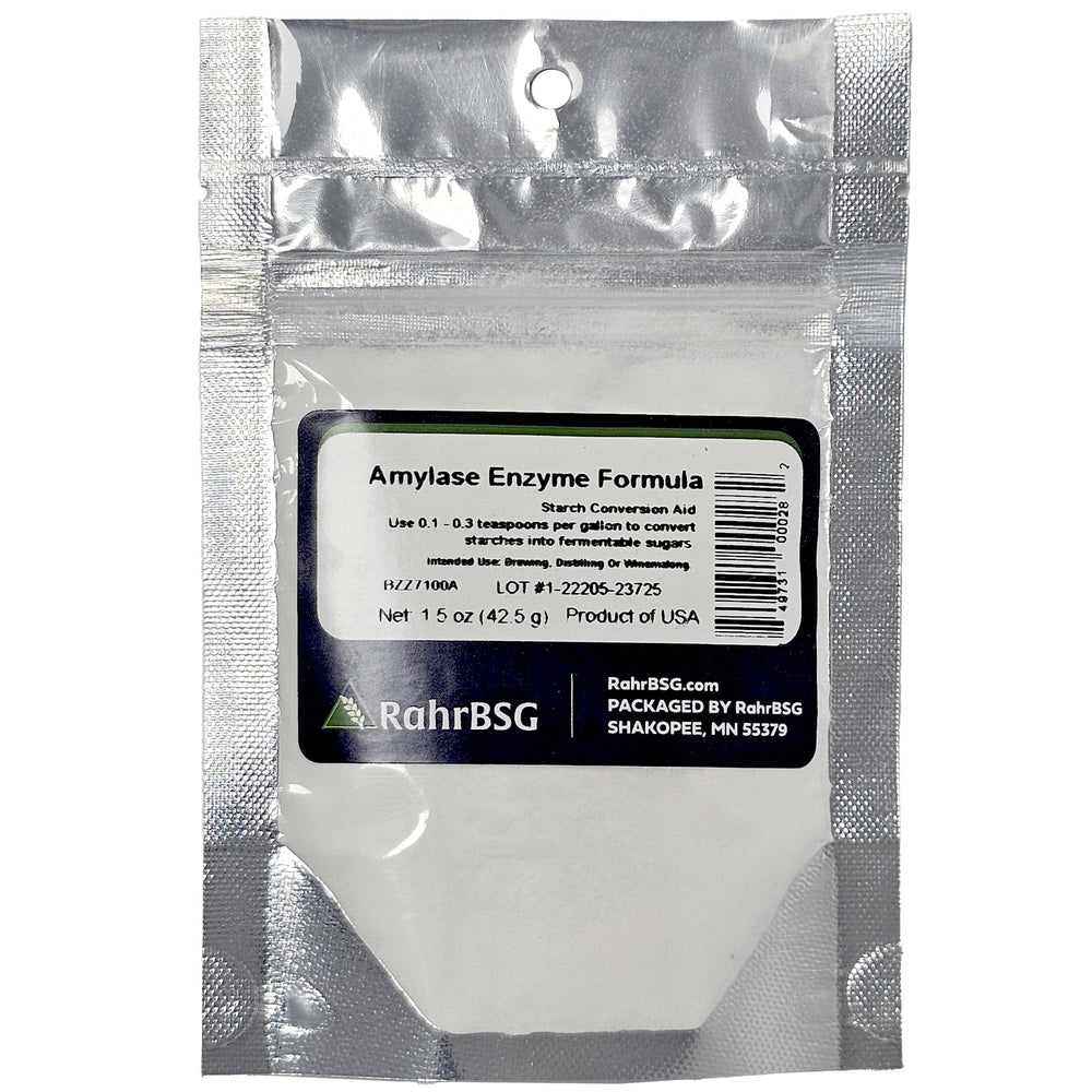 Strange Brew amylase enzyme 1.5 oz bottle for easy starch processing.