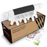 Strict fascia massage tool targets neck and shoulders for deep tissue relief and relaxation.