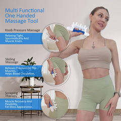 Strict fascia massage tool on the shoulder area for tension release.