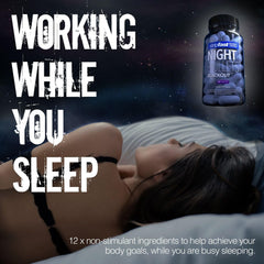 Stripfast5000 Night Bullets capsules close-up show vegan stimulant-free formula.