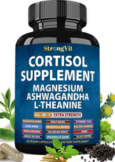 StrongVit cortisol bottle front for daily stress support