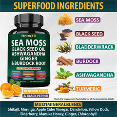 StrongVit sea moss capsules close-up for convenient daily use