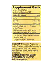 STS Home Spring Valley Omega-3 bottle displaying EPA and DHA content with lemon flavor.
