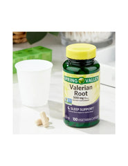 STS Home Spring Valley Valerian Root capsules pour demonstrating bedtime dosing ease