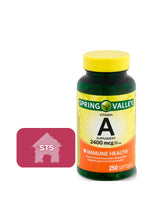 STS Home Spring Valley Vitamin A bottle front label showing 2400 mcg dose.