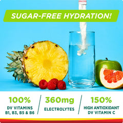 Stur fruit punch packets closeup highlighting the sugar-free formula