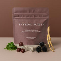 SUBMETIC Thyroid Power Gummies ingredients panel features natural botanicals.