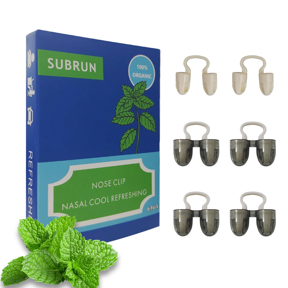 SUBRUN peppermint nose clip 6-pack for quick, refreshing breathing on the go.