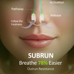 SUBRUN peppermint oil diffuser close-up showing cooling vapors and mint aroma.