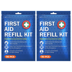 SuccorWare 90-piece first aid refill kit with organized bandages, ideal for home care.