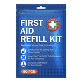 SuccorWare 90-piece refill kit: compact packaging for home or travel readiness.