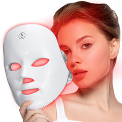 Suerbeaty red light mask with full-face coverage using 90 LEDs for uniform light.