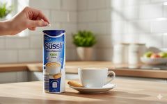 Suessli tablets on tray, easy to grab during meal prep and office breaks.
