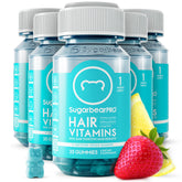 SugarBearPro gummy bottle shows vibrant color for hair nourishment potential