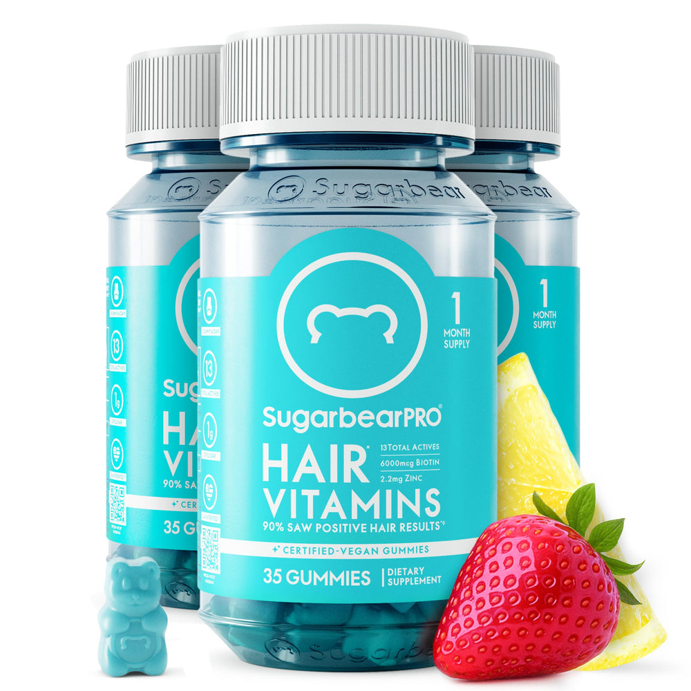 SugarBearPro Hair Vitamin Gummies bottle front showing easy daily hair support