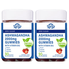 Suiyilary Ashwagandha Gummies bottle with strawberry flavor for calm focus.