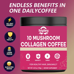 Jar of collagen peptides beside coffee mix for hair, nails, and joints