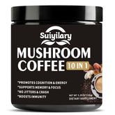 Suiyilary Mushroom Coffee tin front showcases packaging and premium blend for everyday energy.