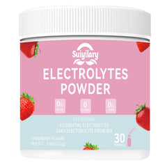 Suiyilary Sugar-Free Electrolyte Powder tub closeup shows clean packaging for quick hydration.