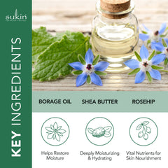 Frasco de 120 ml de Sukin Organics con crema nocturna para cuidado facial.