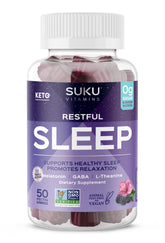 SUKU Restful Sleep Gummies bottle ready for a calm nightly routine.