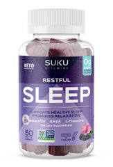 SUKU Restful Sleep Gummies bottle ready for a calm nightly routine.