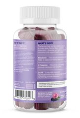 SUKU Restful Sleep Gummies label highlights vegan and non-GMO ingredients.