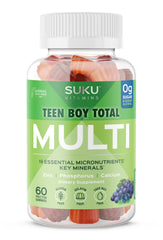 SUKU Teen Boy Multivitamin Gummies bottle on table for daily energy and nutrition