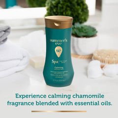 Summer's Eve Spa Calming Daily Wash foam highlights a gentle lather for delicate areas.