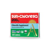 Sun Chlorella 200mg tablets in packaging for portable daily nutrition.
