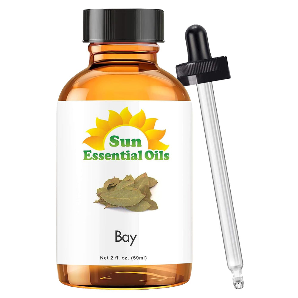 Sun Essential Oils bay essential oil bottle enhances diffuser room fragrance.