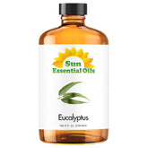 Sun Essential Oils eucalyptus oil bottle with dropper for precise application and lasting freshness.